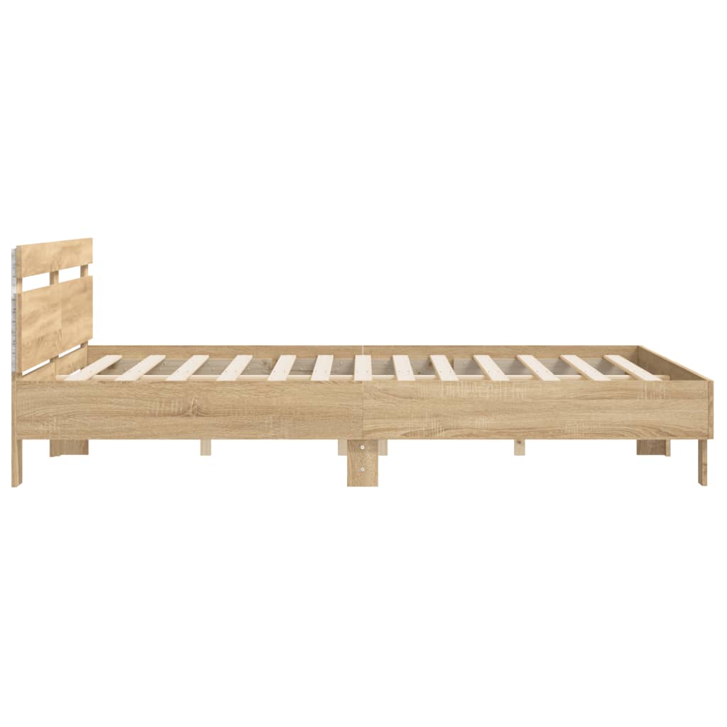 Bedframe met hoofdeinde en LED sonoma eikenkleurig 160x200 cm Bedden & bedframes | Creëer jouw Trendy Thuis | Gratis bezorgd & Retour | Trendy.nl