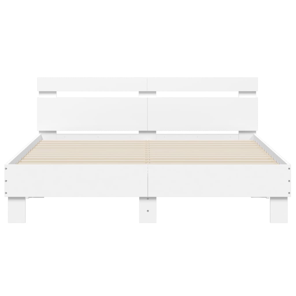 Bedframe met hoofdeinde en LED wit 150x200 cm Bedden & bedframes | Creëer jouw Trendy Thuis | Gratis bezorgd & Retour | Trendy.nl