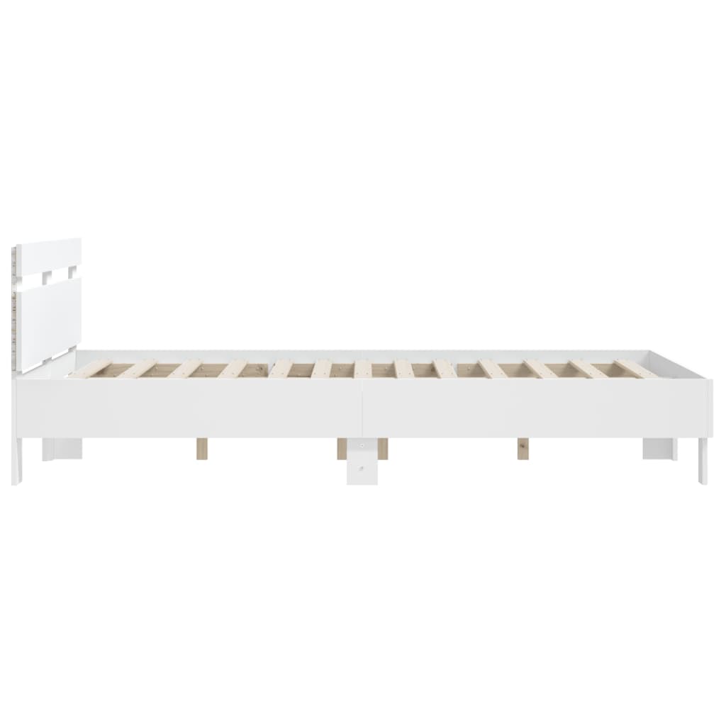 Bedframe met hoofdeinde en LED wit 150x200 cm Bedden & bedframes | Creëer jouw Trendy Thuis | Gratis bezorgd & Retour | Trendy.nl