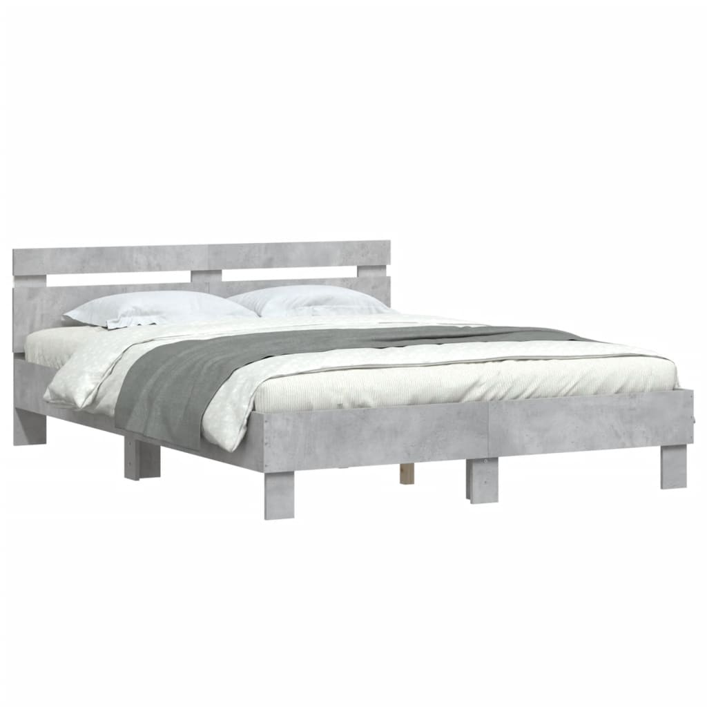 Bedframe met hoofdeinde en LED betongrijs 150x200 cm Bedden & bedframes | Creëer jouw Trendy Thuis | Gratis bezorgd & Retour | Trendy.nl