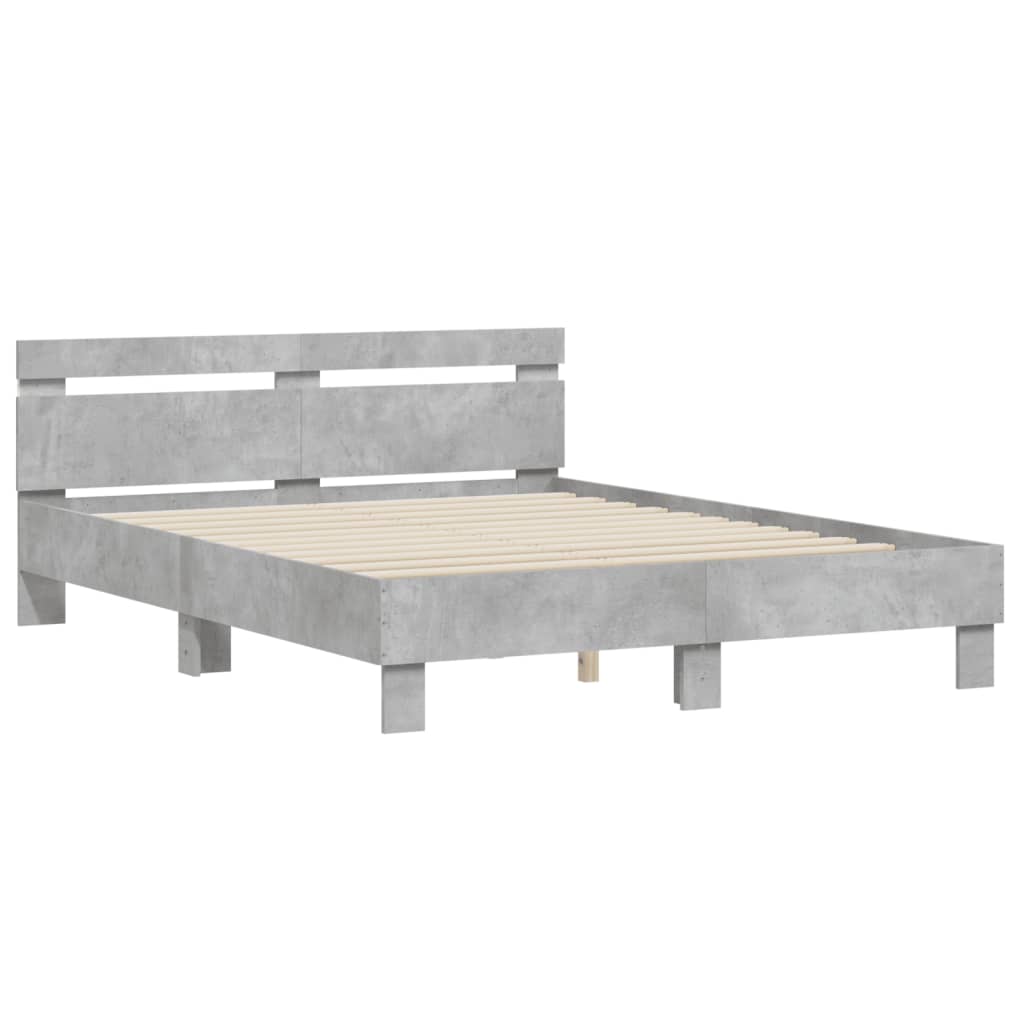 Bedframe met hoofdeinde en LED betongrijs 150x200 cm Bedden & bedframes | Creëer jouw Trendy Thuis | Gratis bezorgd & Retour | Trendy.nl