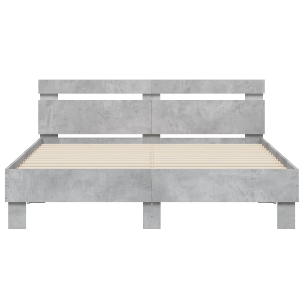 Bedframe met hoofdeinde en LED betongrijs 150x200 cm Bedden & bedframes | Creëer jouw Trendy Thuis | Gratis bezorgd & Retour | Trendy.nl