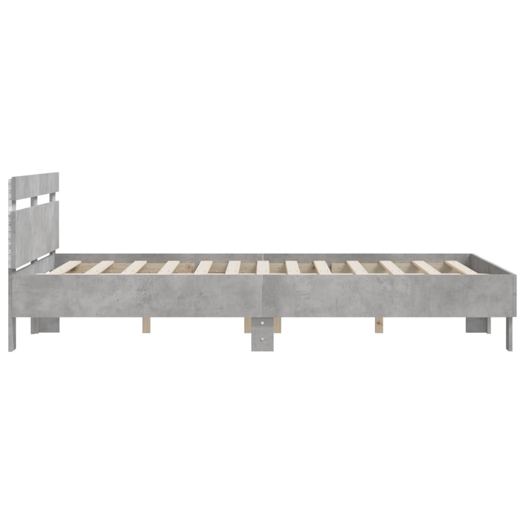 Bedframe met hoofdeinde en LED betongrijs 150x200 cm Bedden & bedframes | Creëer jouw Trendy Thuis | Gratis bezorgd & Retour | Trendy.nl