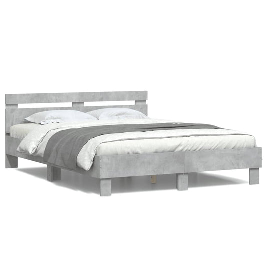 Bedframe met hoofdeinde en LED betongrijs 150x200 cm Bedden & bedframes | Creëer jouw Trendy Thuis | Gratis bezorgd & Retour | Trendy.nl