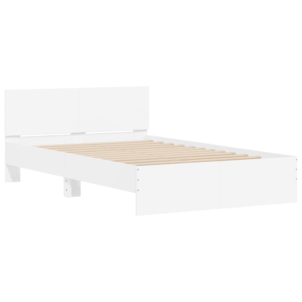 Bedframe met hoofdeinde en LED wit 135x190 cm Bedden & bedframes | Creëer jouw Trendy Thuis | Gratis bezorgd & Retour | Trendy.nl