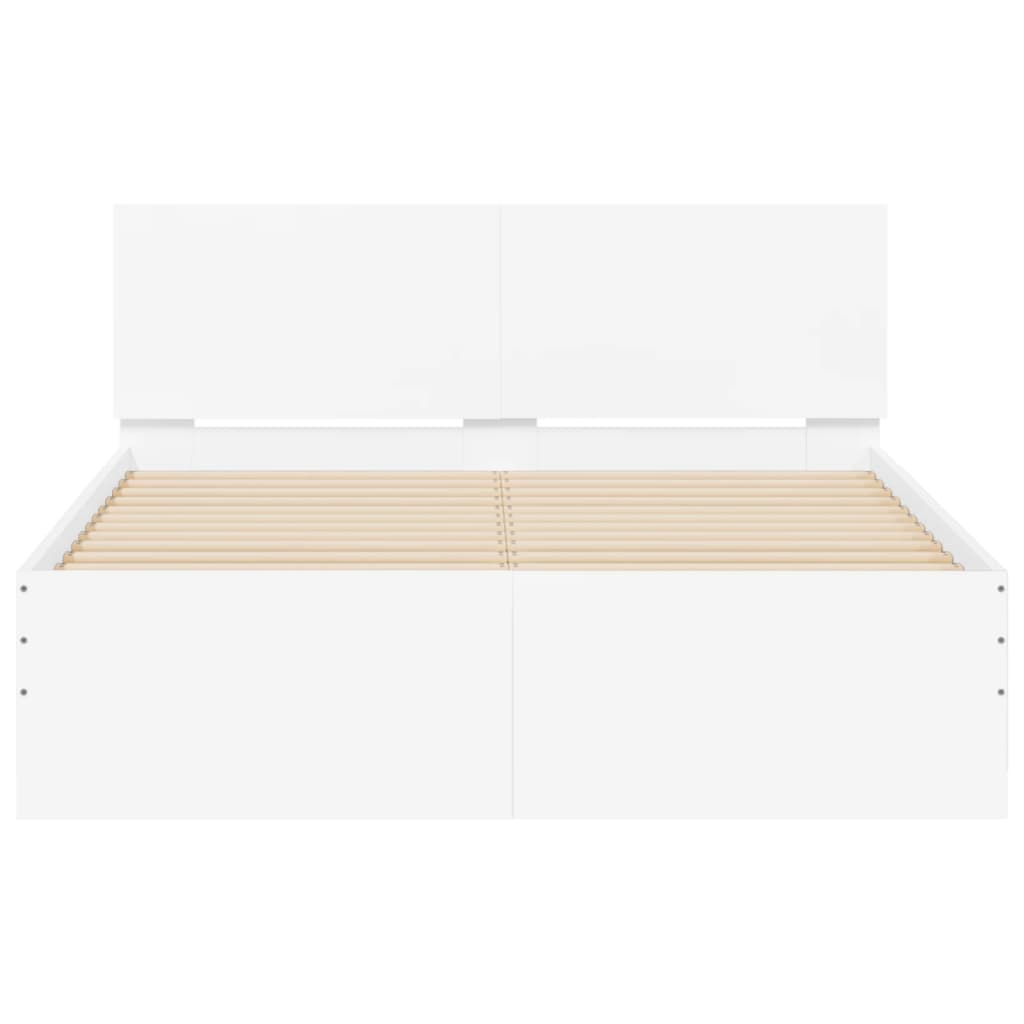 Bedframe met hoofdeinde en LED wit 135x190 cm Bedden & bedframes | Creëer jouw Trendy Thuis | Gratis bezorgd & Retour | Trendy.nl