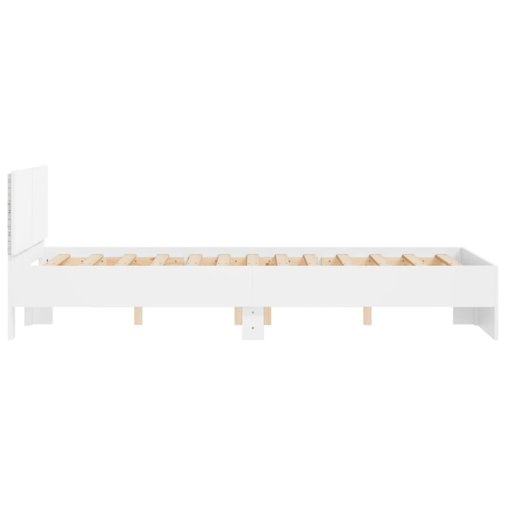 Bedframe met hoofdeinde en LED wit 135x190 cm Bedden & bedframes | Creëer jouw Trendy Thuis | Gratis bezorgd & Retour | Trendy.nl