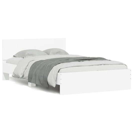 Bedframe met hoofdeinde en LED wit 135x190 cm Bedden & bedframes | Creëer jouw Trendy Thuis | Gratis bezorgd & Retour | Trendy.nl