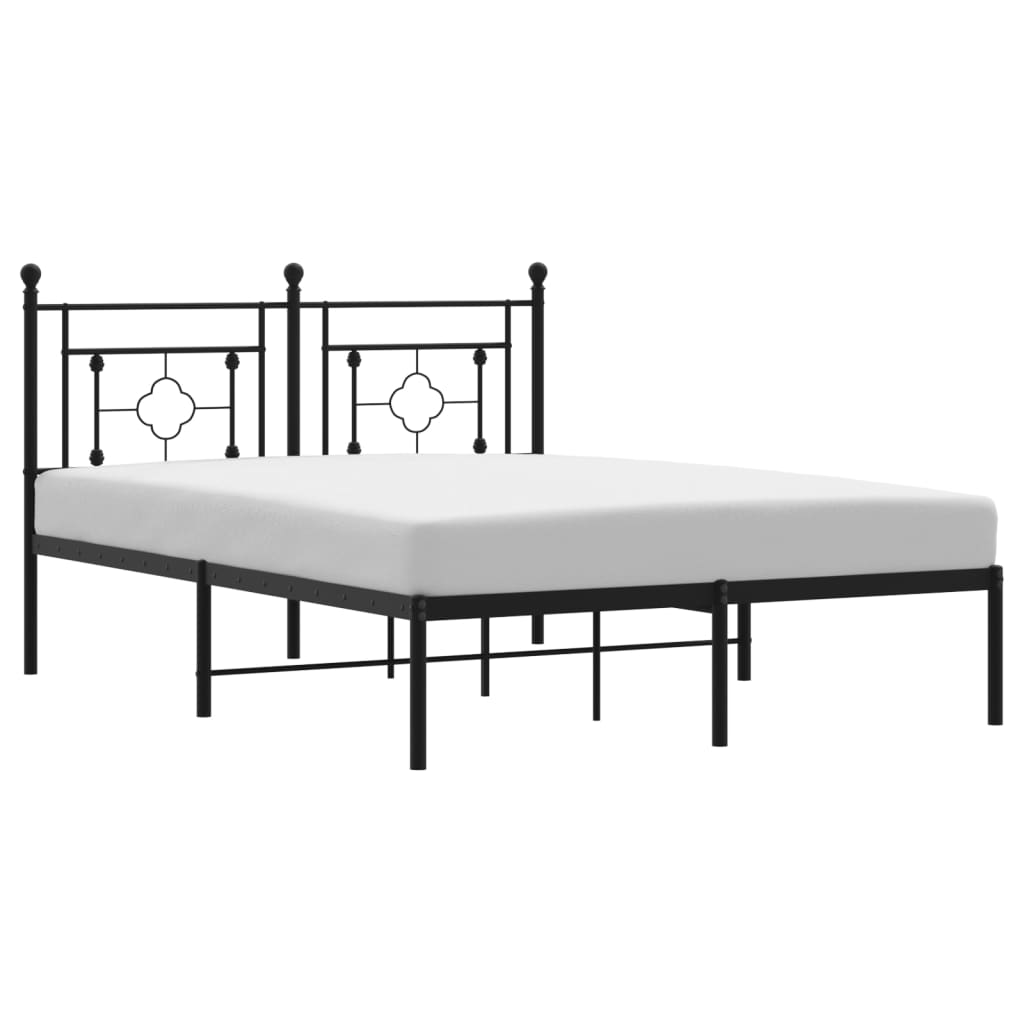 Bedframe met hoofdbord metaal zwart 140x200 cm