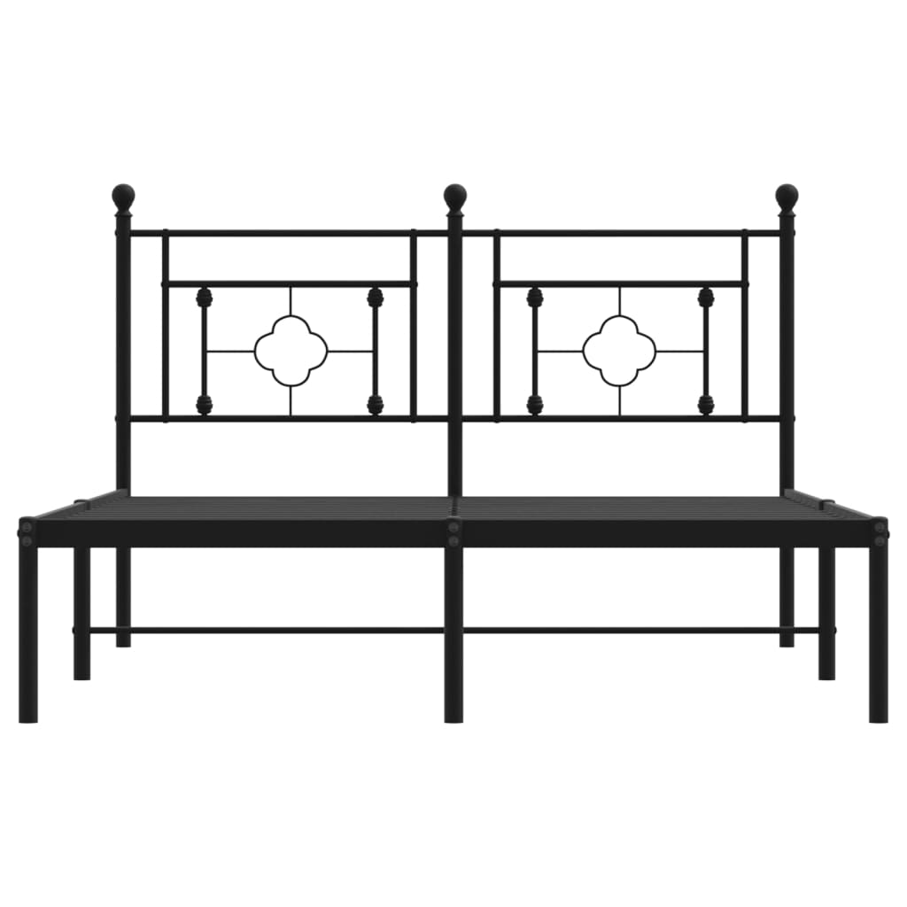 Bedframe met hoofdbord metaal zwart 140x200 cm