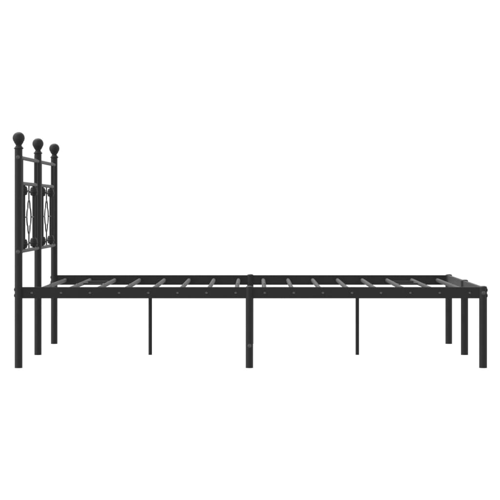 Bedframe met hoofdbord metaal zwart 140x200 cm