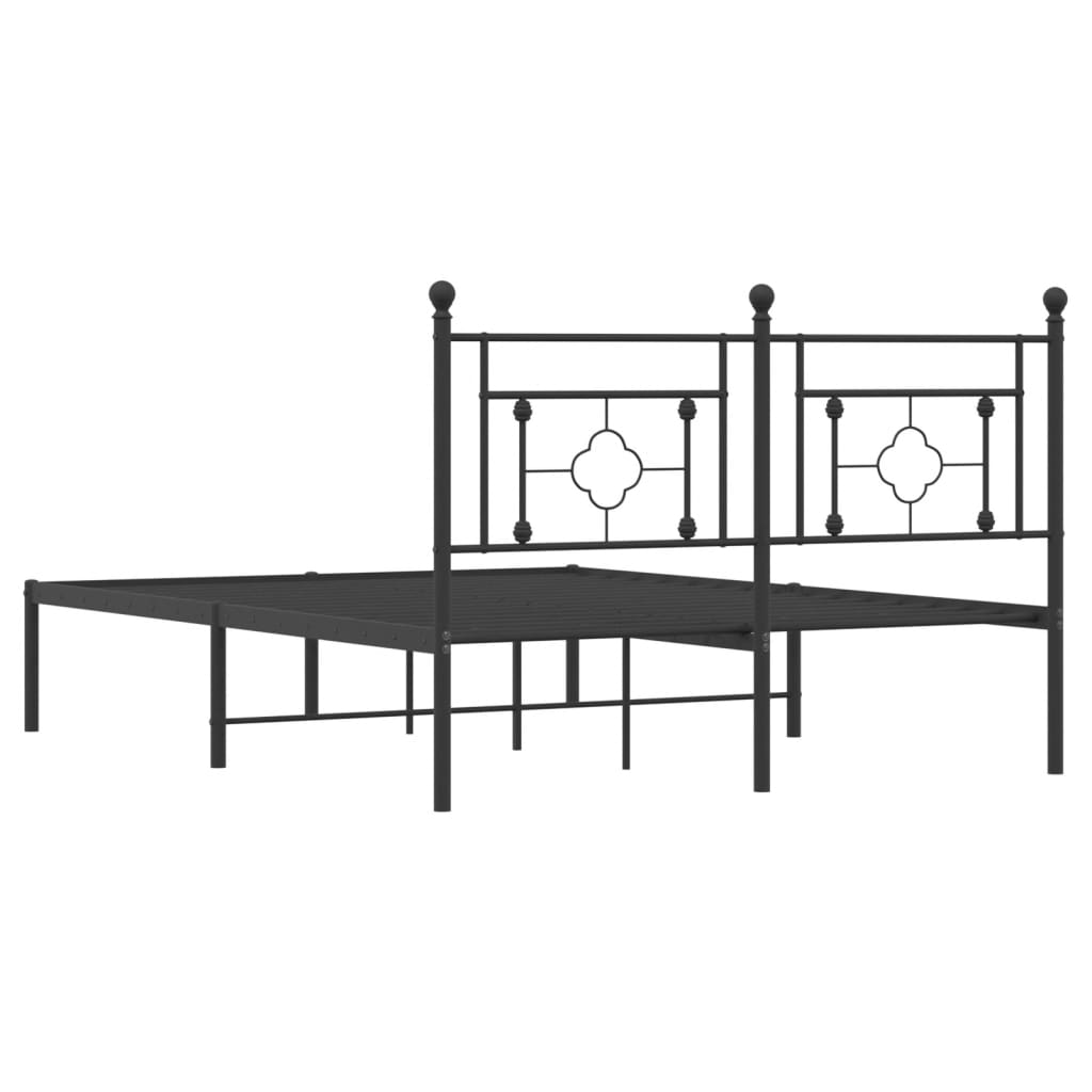 Bedframe met hoofdbord metaal zwart 140x200 cm