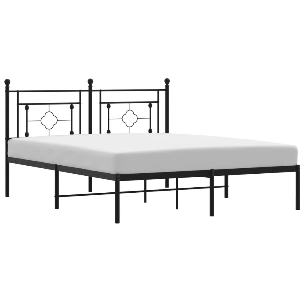 Bedframe met hoofdbord metaal zwart 160x200 cm