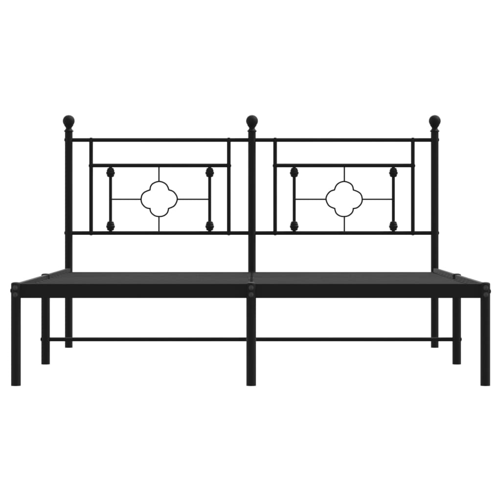 Bedframe met hoofdbord metaal zwart 160x200 cm