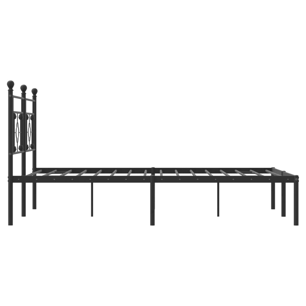 Bedframe met hoofdbord metaal zwart 160x200 cm