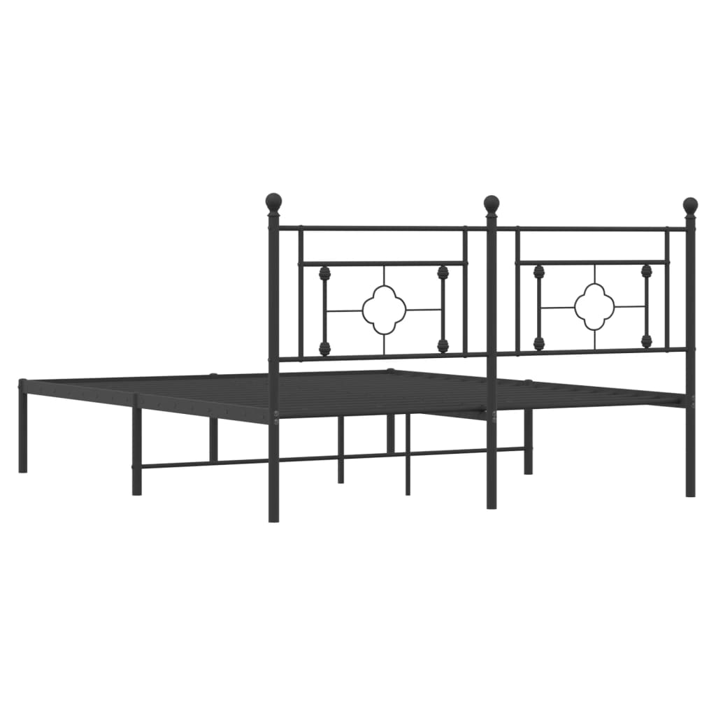 Bedframe met hoofdbord metaal zwart 160x200 cm