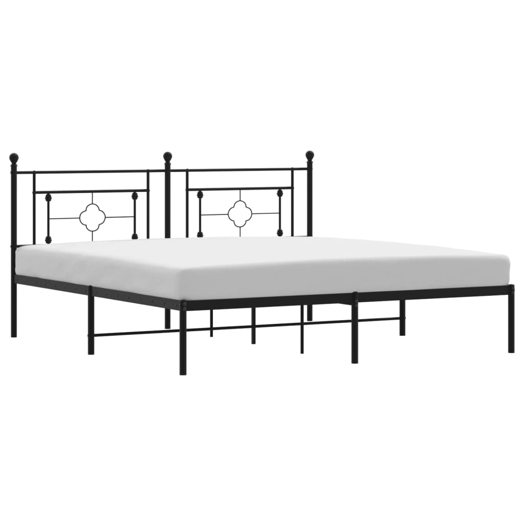 Bedframe met hoofdbord metaal zwart 180x200 cm