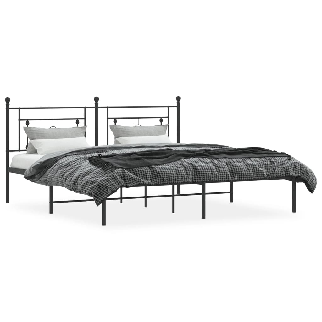 Bedframe met hoofdbord metaal zwart 180x200 cm