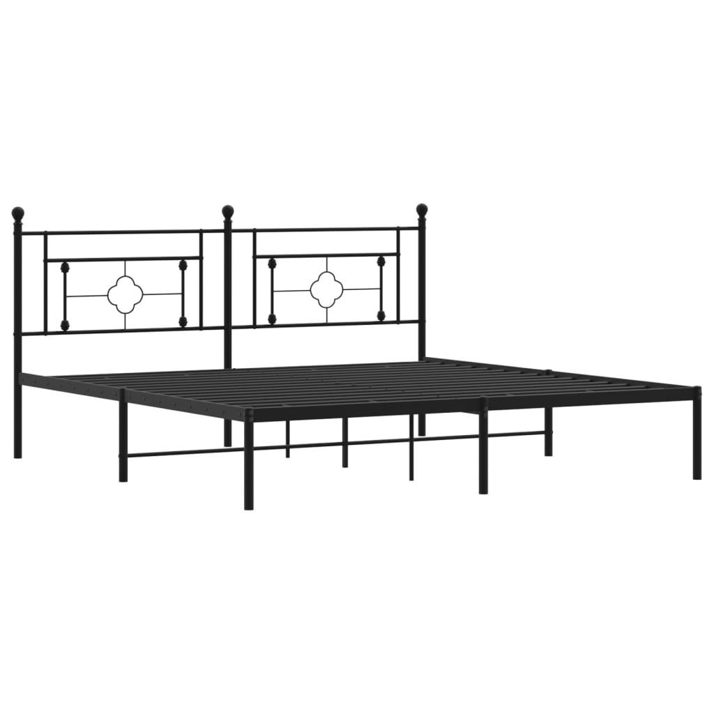 Bedframe met hoofdbord metaal zwart 180x200 cm