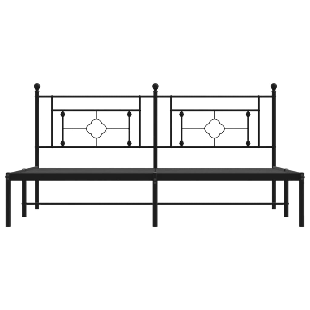 Bedframe met hoofdbord metaal zwart 180x200 cm