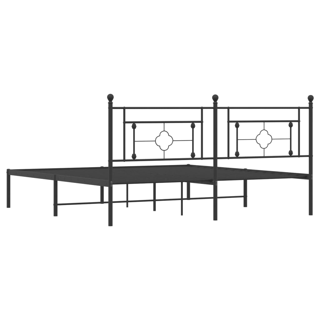 Bedframe met hoofdbord metaal zwart 180x200 cm