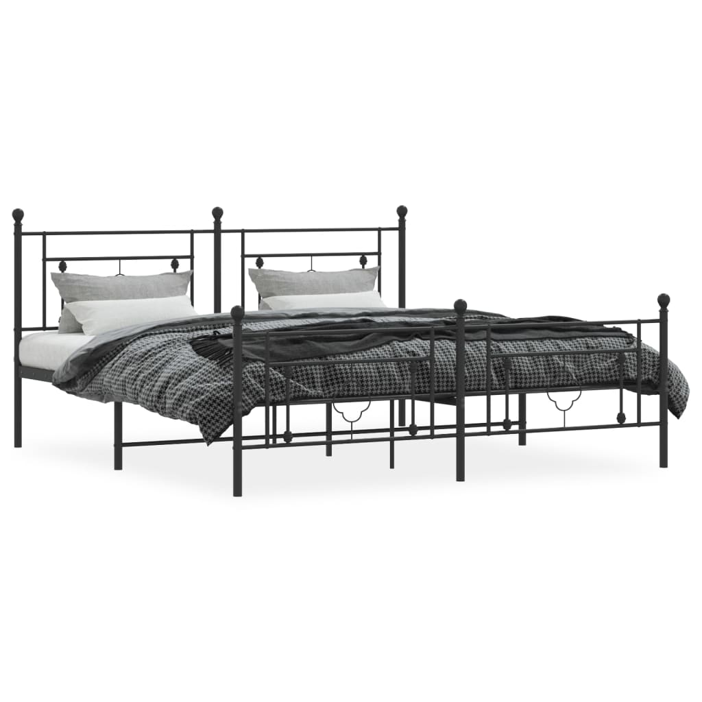 Bedframe met voetbord zonder matras metaal zwart 180x200 cm