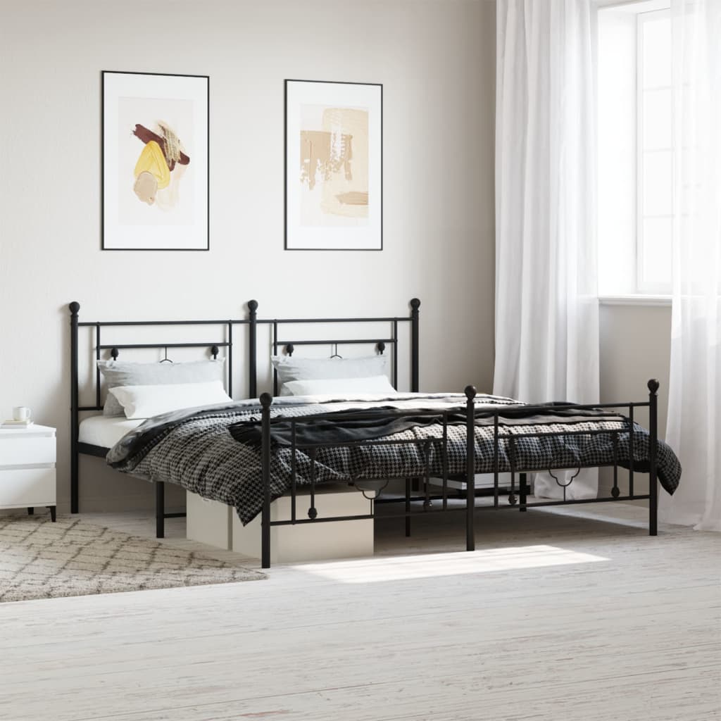 Bedframe met voetbord zonder matras metaal zwart 180x200 cm