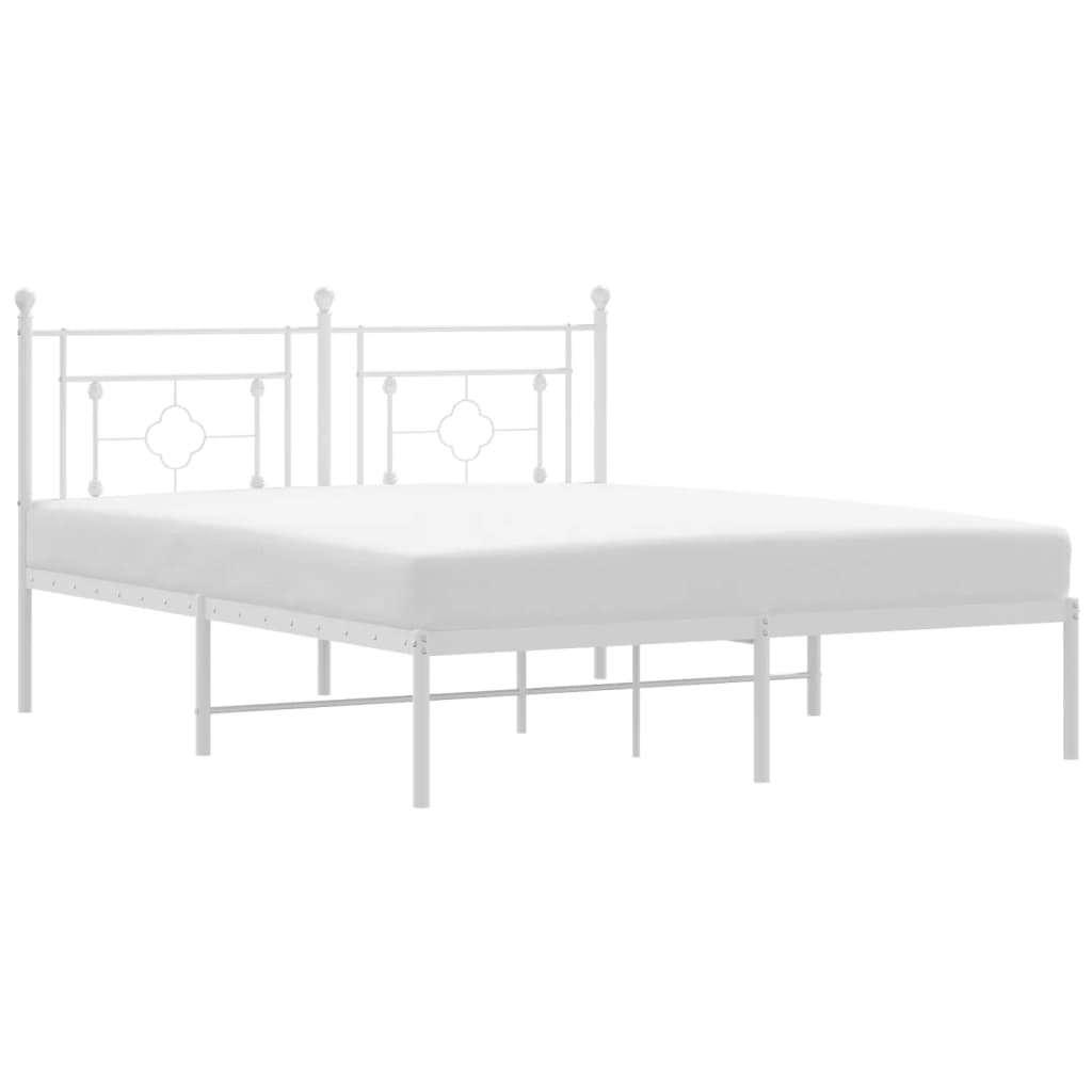 Bedframe met hoofdbord metaal wit 160x200 cm