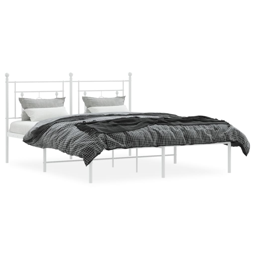 Bedframe met hoofdbord metaal wit 160x200 cm