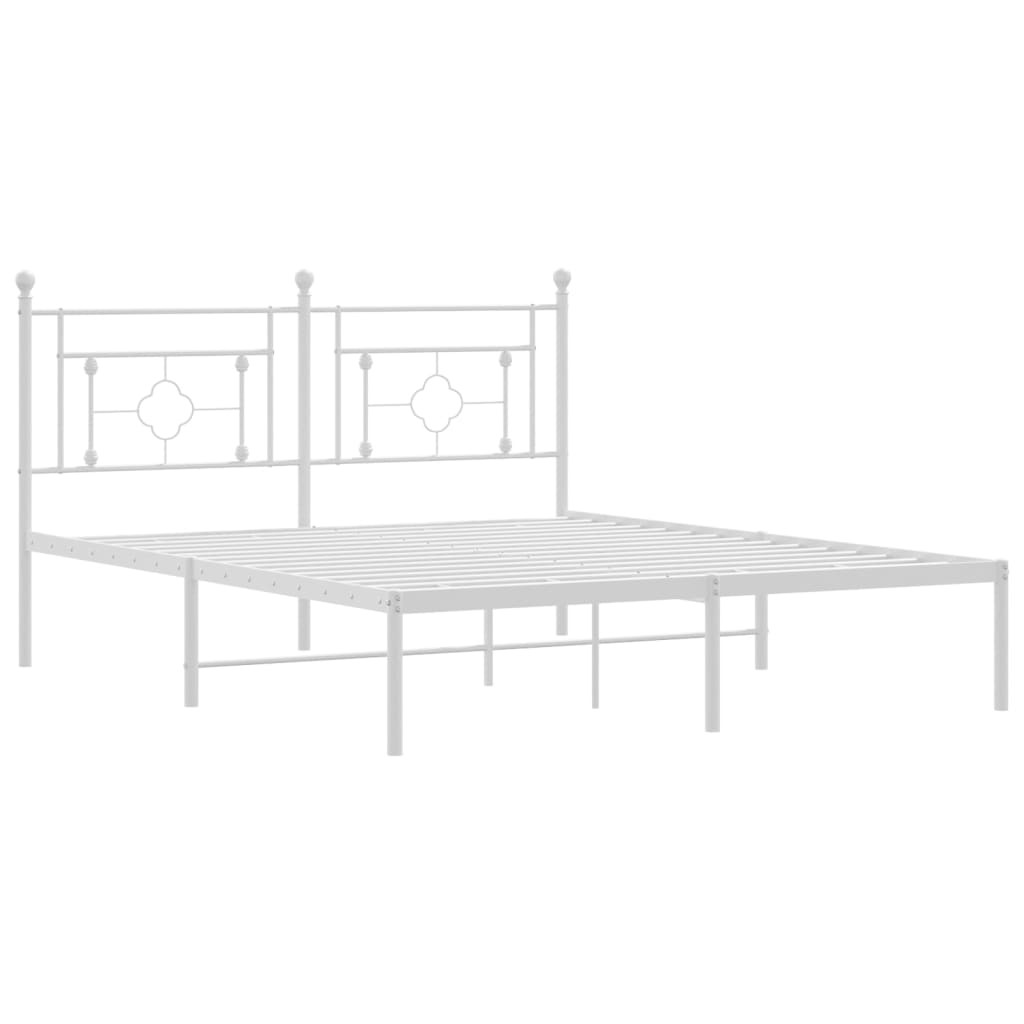 Bedframe met hoofdbord metaal wit 160x200 cm