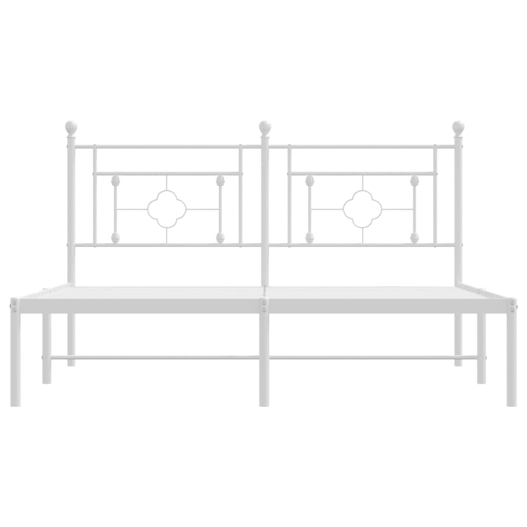 Bedframe met hoofdbord metaal wit 160x200 cm