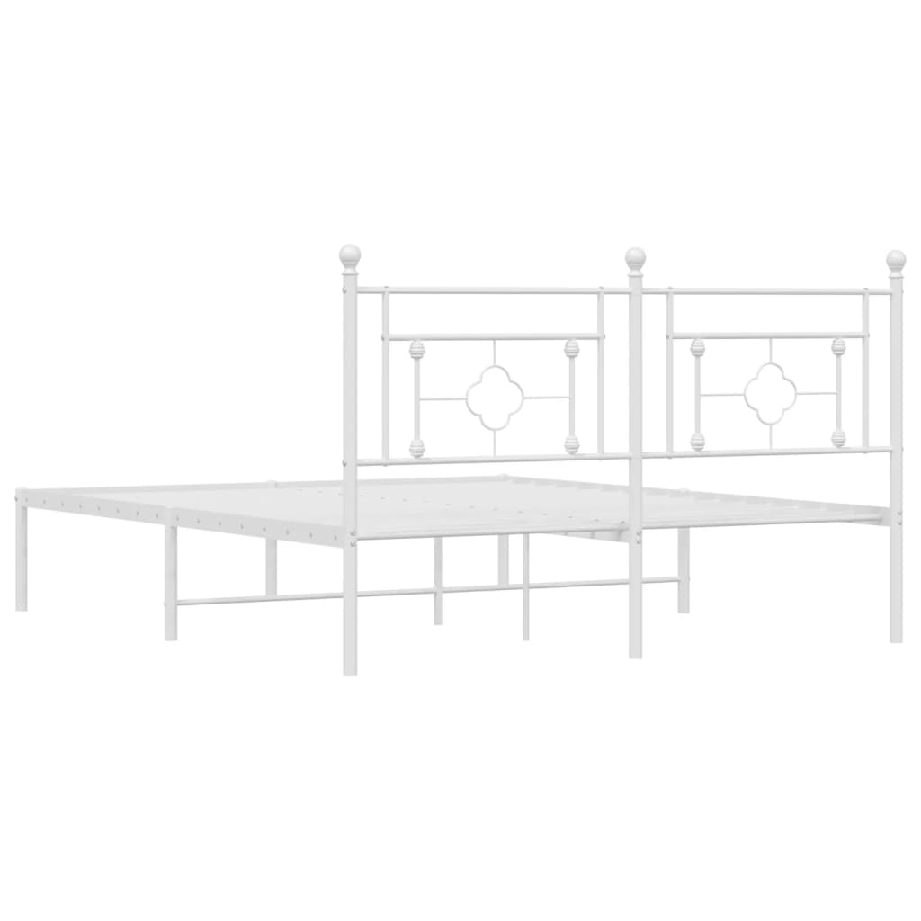 Bedframe met hoofdbord metaal wit 160x200 cm