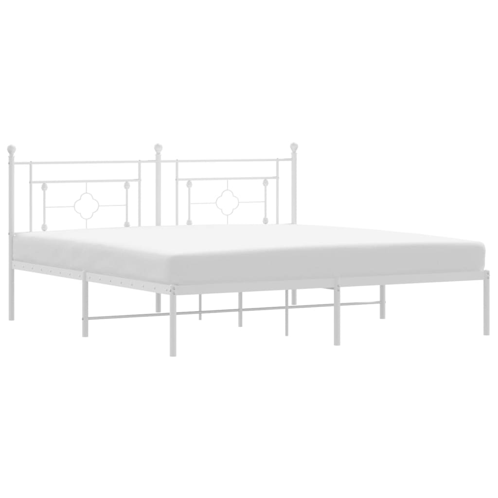 Bedframe met hoofdbord metaal wit 180x200 cm