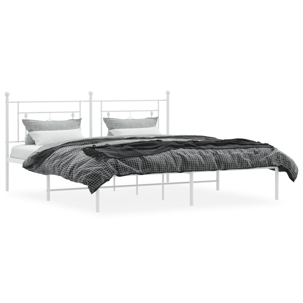 Bedframe met hoofdbord metaal wit 180x200 cm