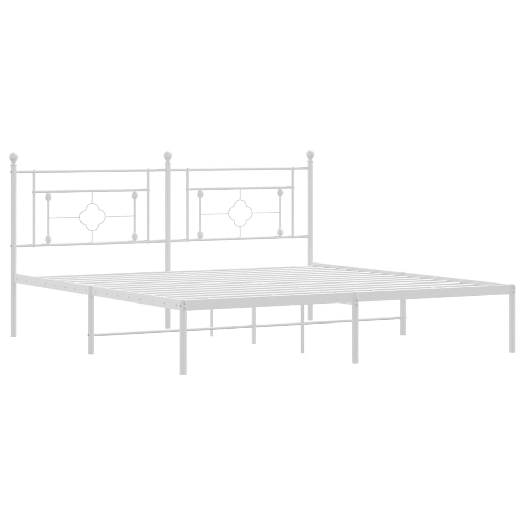 Bedframe met hoofdbord metaal wit 180x200 cm