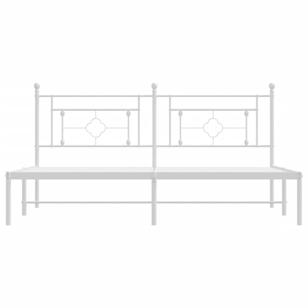 Bedframe met hoofdbord metaal wit 180x200 cm