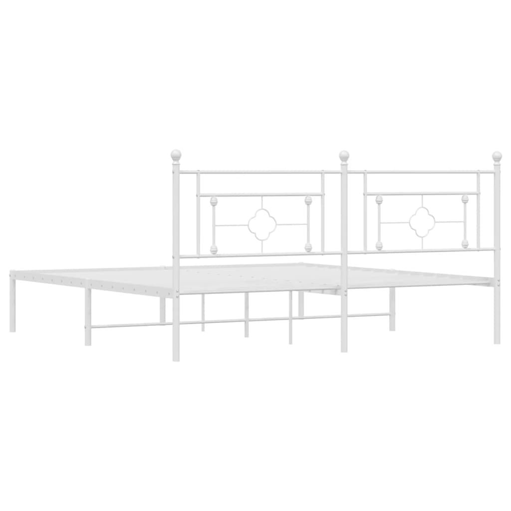 Bedframe met hoofdbord metaal wit 180x200 cm