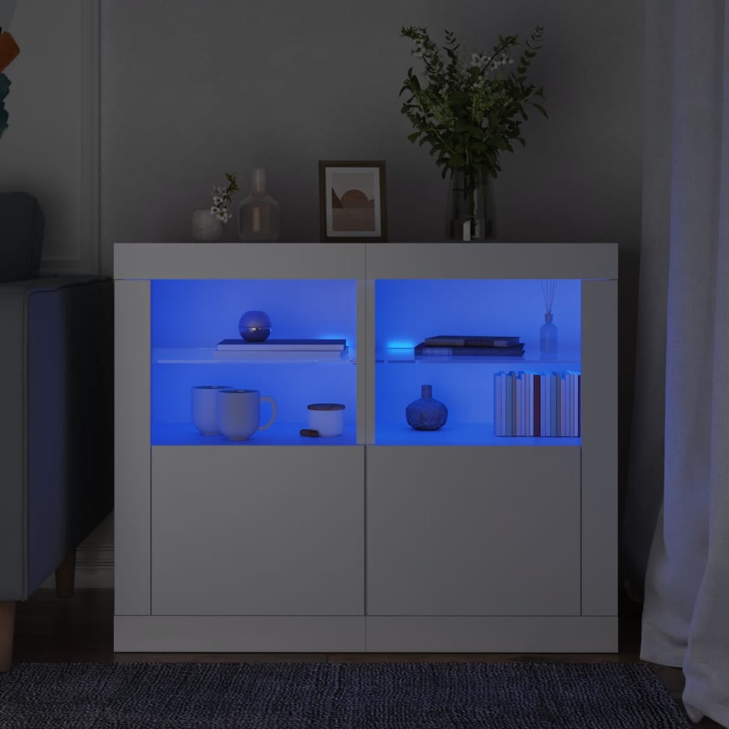 Bijzetkastjes met LED-verlichting 2 st bewerkt hout wit Opbergkasten & lockerkasten | Creëer jouw Trendy Thuis | Gratis bezorgd & Retour | Trendy.nl