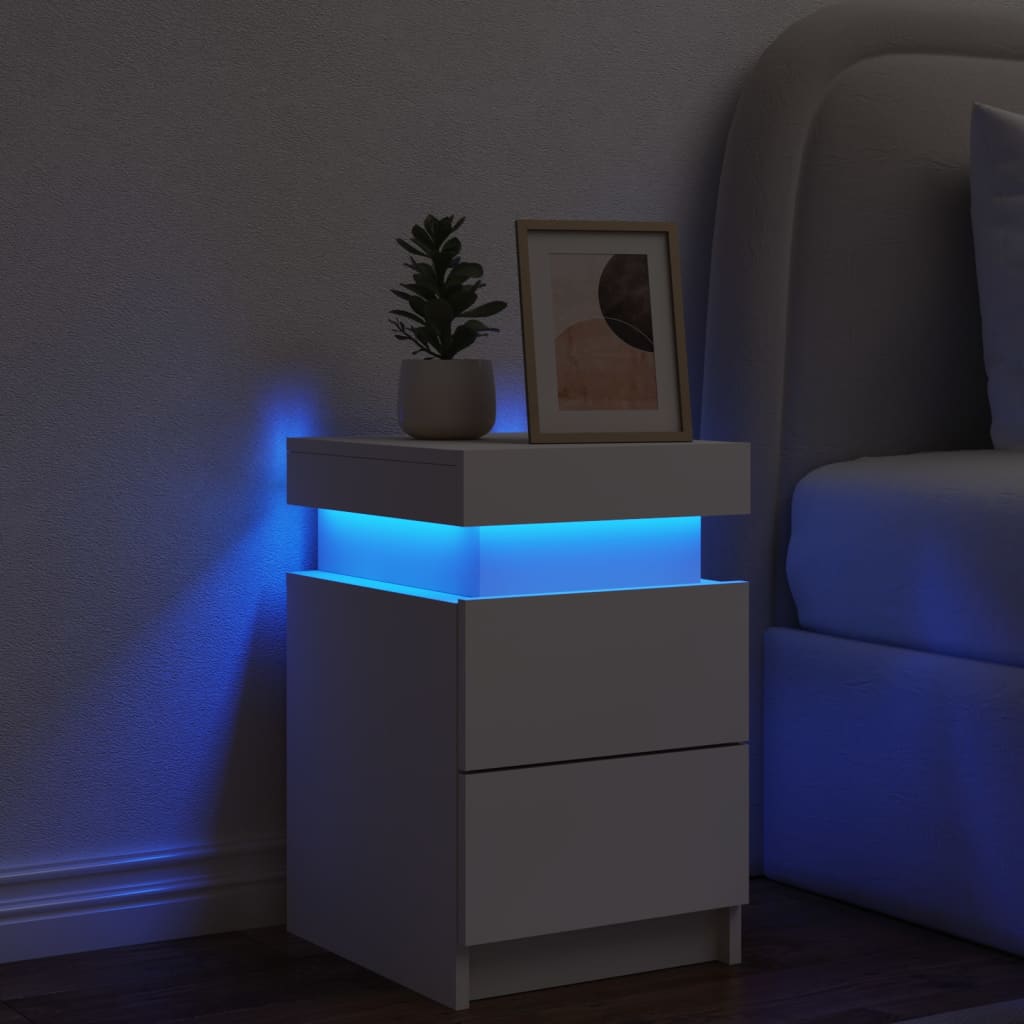 Nachtkastje met LED-verlichting 35x39x55 cm wit Nachtkastjes | Creëer jouw Trendy Thuis | Gratis bezorgd & Retour | Trendy.nl