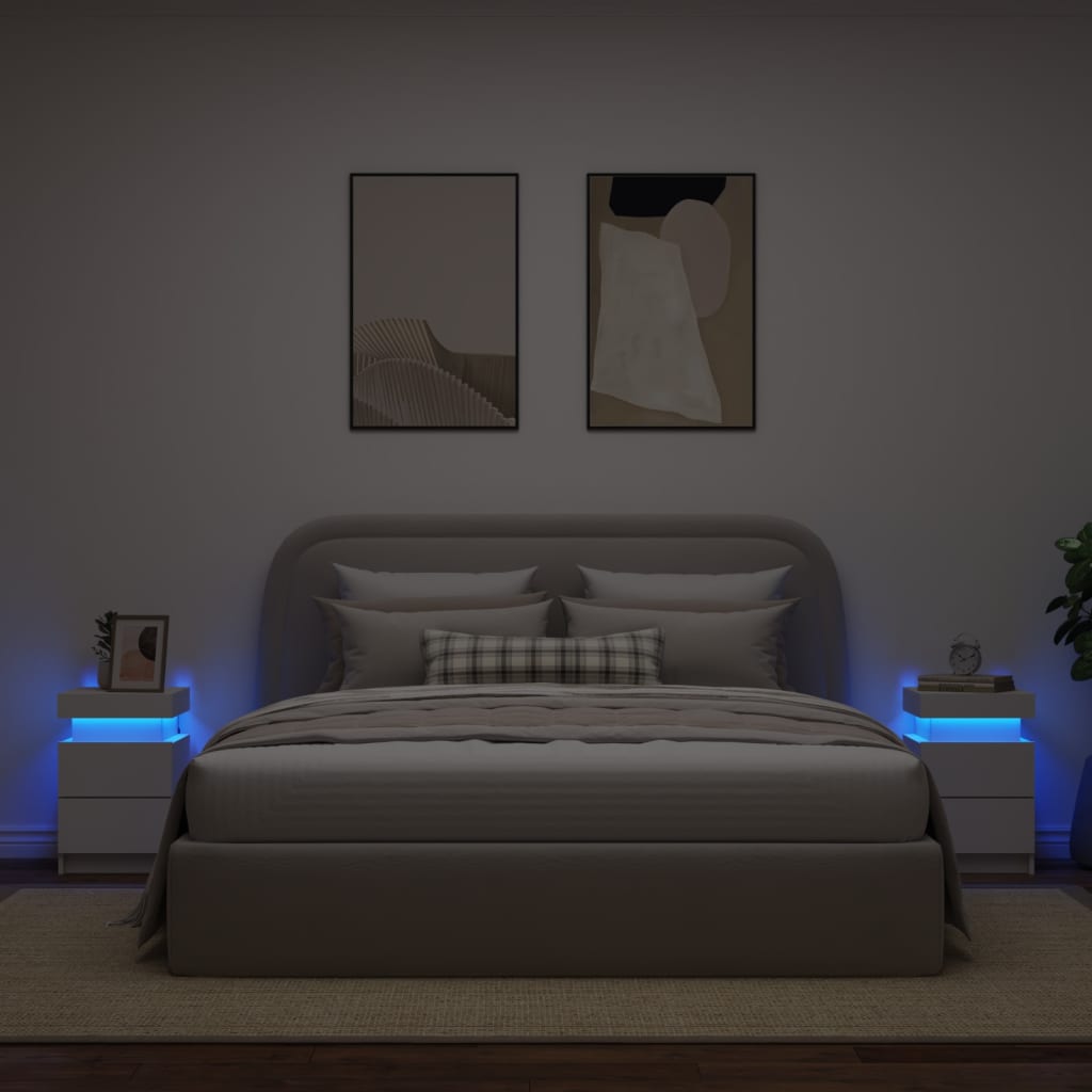 Nachtkastjes met LED-verlichting 2 st 35x39x55 cm wit Nachtkastjes | Creëer jouw Trendy Thuis | Gratis bezorgd & Retour | Trendy.nl