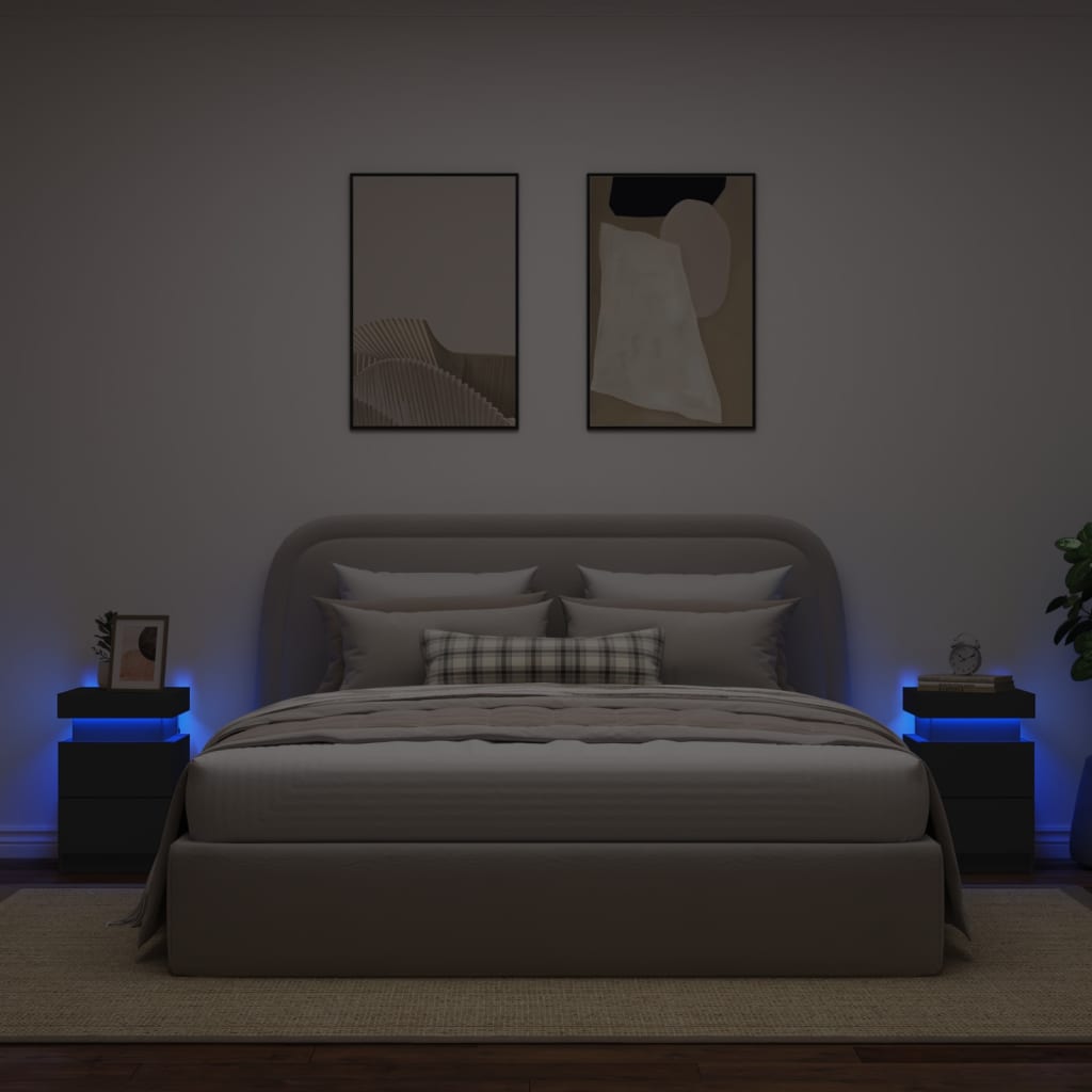 Nachtkastjes met LED-verlichting 2 st 35x39x55 cm zwart Nachtkastjes | Creëer jouw Trendy Thuis | Gratis bezorgd & Retour | Trendy.nl