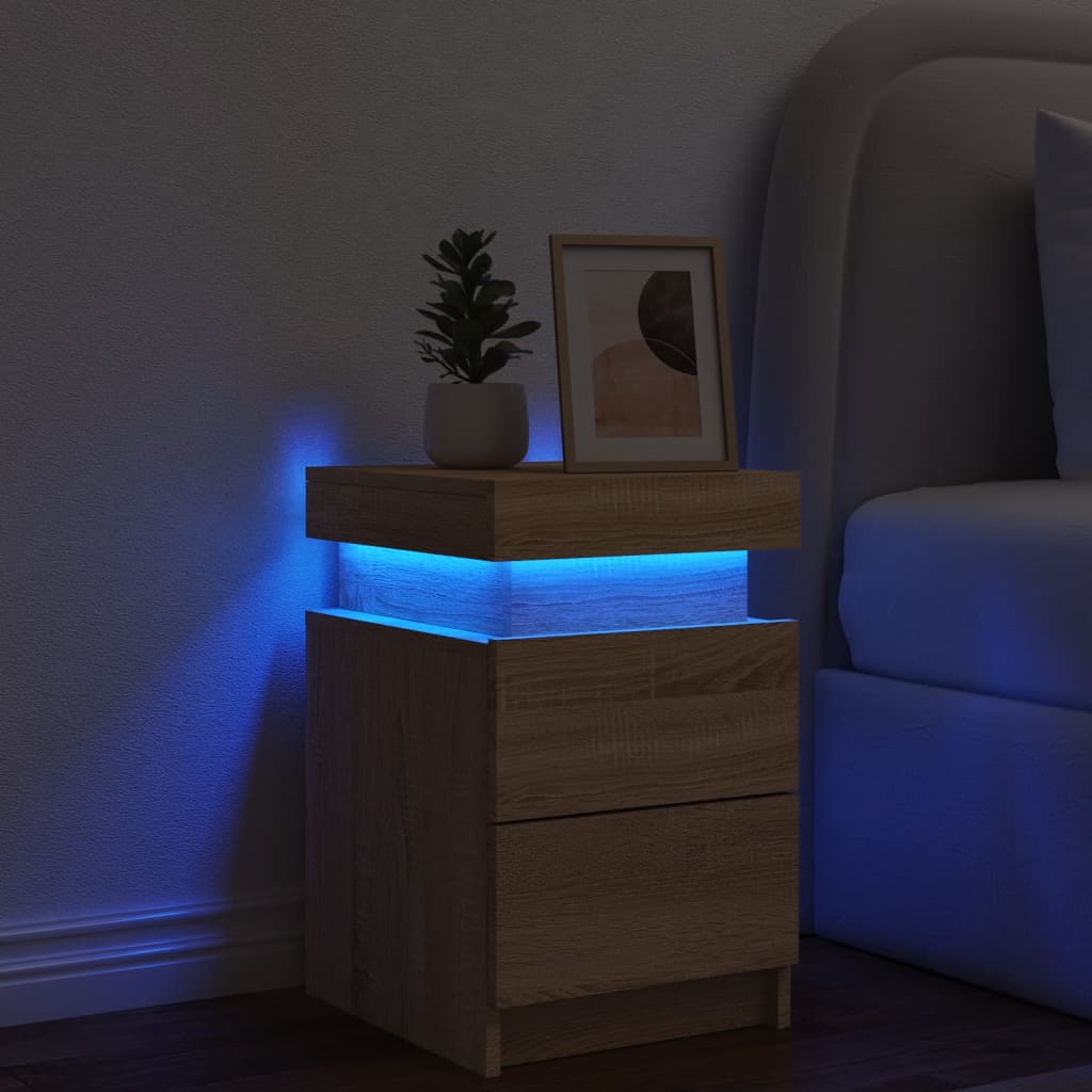 Nachtkastje met LED-verlichting 35x39x55 cm sonoma eikenkleurig Nachtkastjes | Creëer jouw Trendy Thuis | Gratis bezorgd & Retour | Trendy.nl