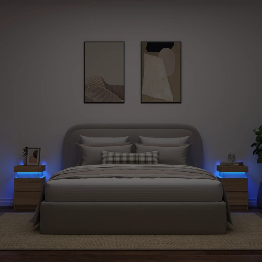 Nachtkastjes met LED-verlichting 2 st 35x39x55 cm sonoma eiken Nachtkastjes | Creëer jouw Trendy Thuis | Gratis bezorgd & Retour | Trendy.nl