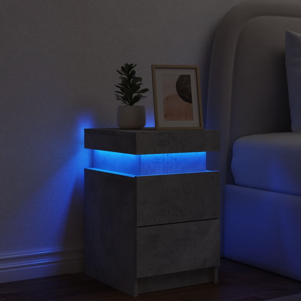 Nachtkastje met LED-verlichting 35x39x55 cm betongrijs Nachtkastjes | Creëer jouw Trendy Thuis | Gratis bezorgd & Retour | Trendy.nl
