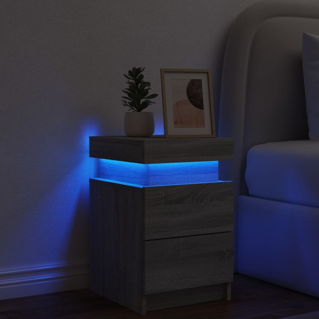 Nachtkastje met LED-verlichting 35x39x55 cm grijs sonoma eiken Nachtkastjes | Creëer jouw Trendy Thuis | Gratis bezorgd & Retour | Trendy.nl