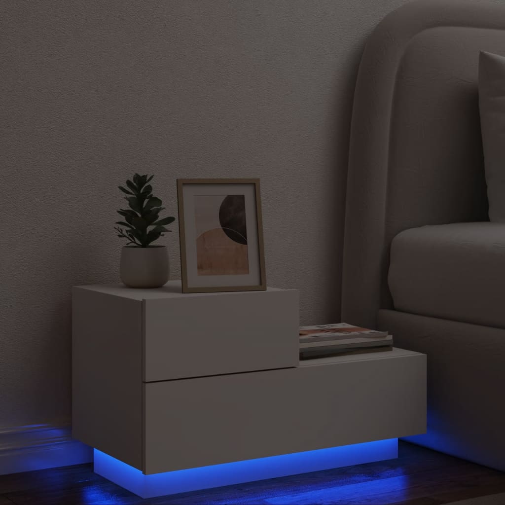 Nachtkastje met LED-verlichting 70x36x40,5 cm wit Nachtkastjes | Creëer jouw Trendy Thuis | Gratis bezorgd & Retour | Trendy.nl