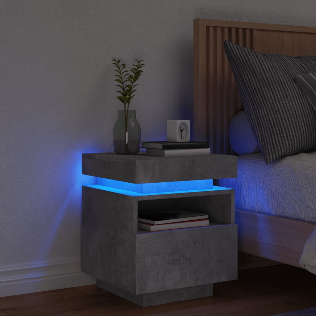 Nachtkastje met LED-verlichting 40x39x48,5 cm betongrijs Nachtkastjes | Creëer jouw Trendy Thuis | Gratis bezorgd & Retour | Trendy.nl