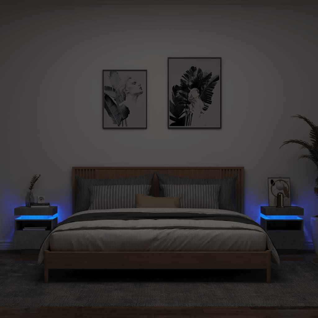 Nachtkastjes met LED-verlichting 2 st 40x39x48,5 cm betongrijs Nachtkastjes | Creëer jouw Trendy Thuis | Gratis bezorgd & Retour | Trendy.nl
