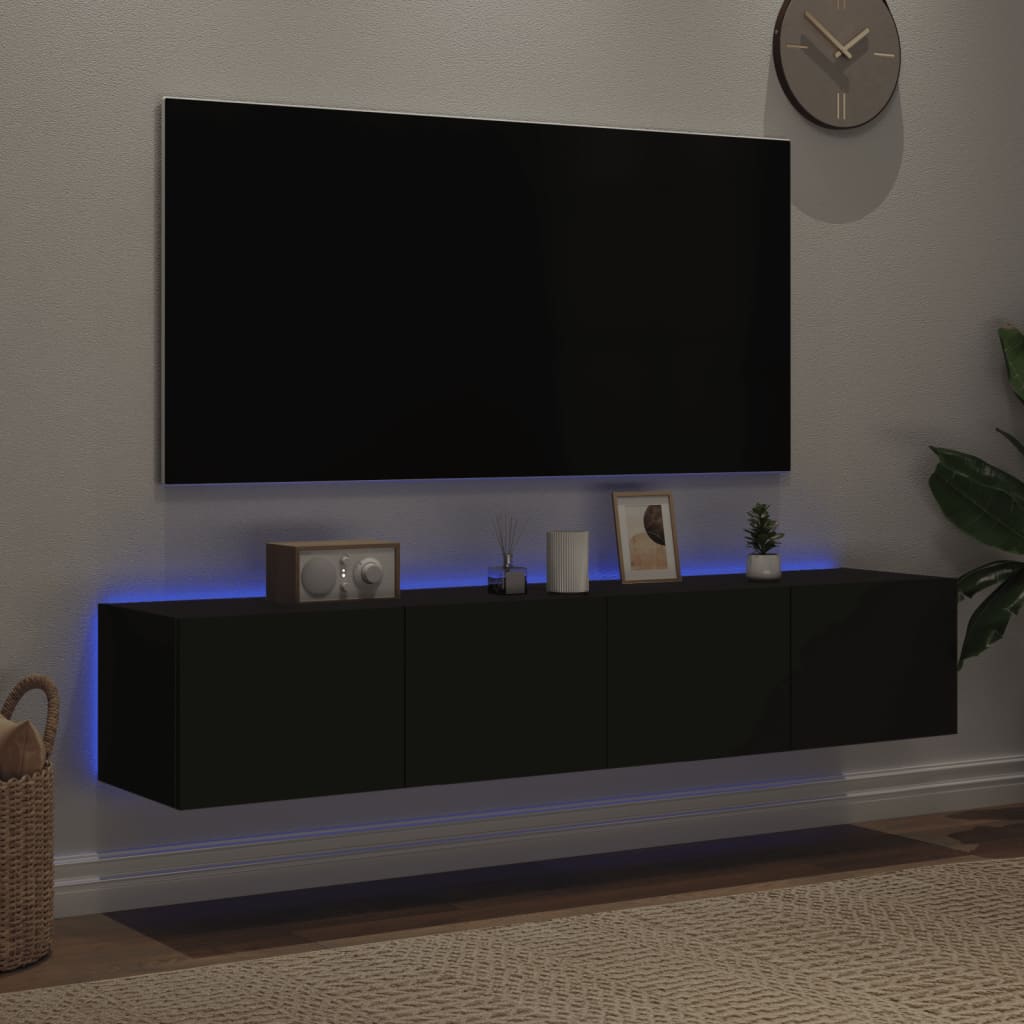 Tv-meubels met LED-verlichting 2 st 80x35x31 cm zwart Tv-meubels | Creëer jouw Trendy Thuis | Gratis bezorgd & Retour | Trendy.nl