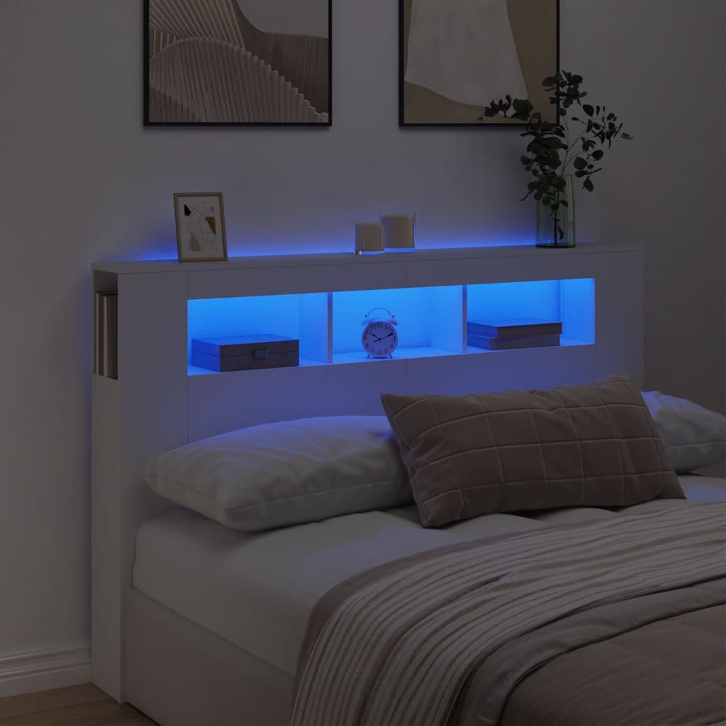 Hoofdeinde met LED 160x18,5x103,5 cm bewerkt hout wit Hoofdborden en voetborden | Creëer jouw Trendy Thuis | Gratis bezorgd & Retour | Trendy.nl